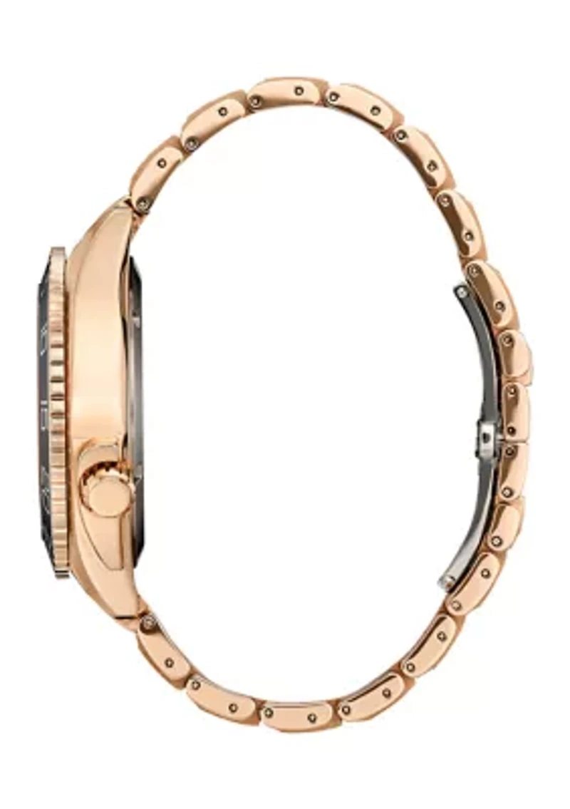 Men's Sport Luxury Rose Gold Tone Stainless Steel Bracelet Watch 