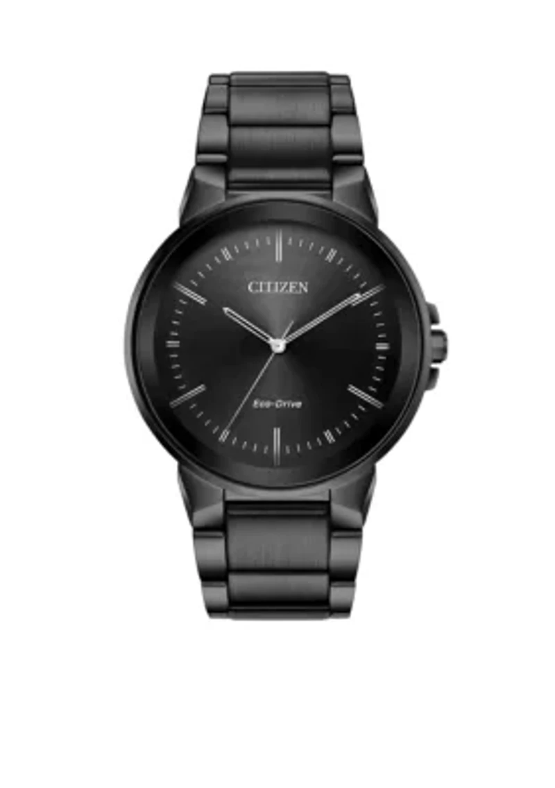 Grey Ion-Plated Stainless Steel Eco-Drive Axiom Black Dial Watch