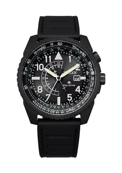 Eco-Drive Leather Stainless Steel Watch 