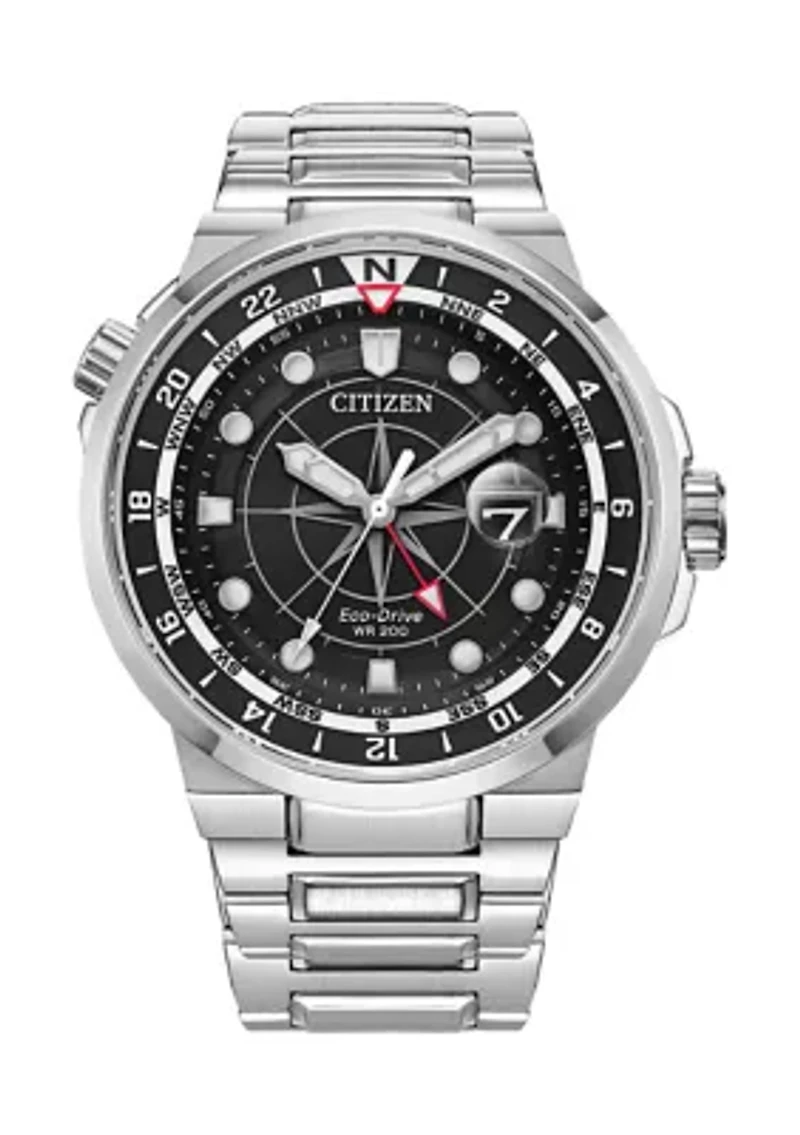 Men's Sport Luxury Endeavor Silver-Tone Stainless Steel Bracelet Watch
