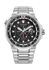 Men's Sport Luxury Endeavor Silver-Tone Stainless Steel Bracelet Watch