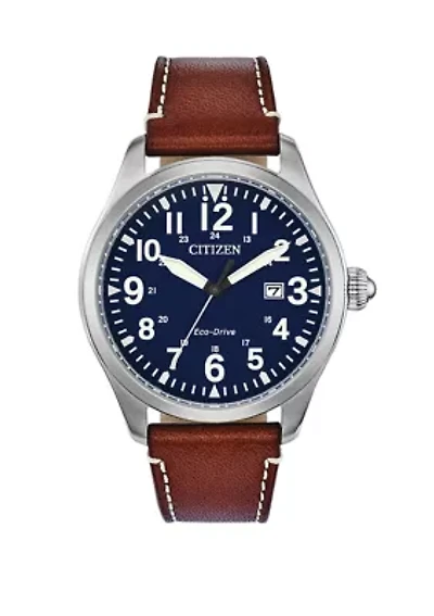 Garrison Men's Brown Leather Strap Watch