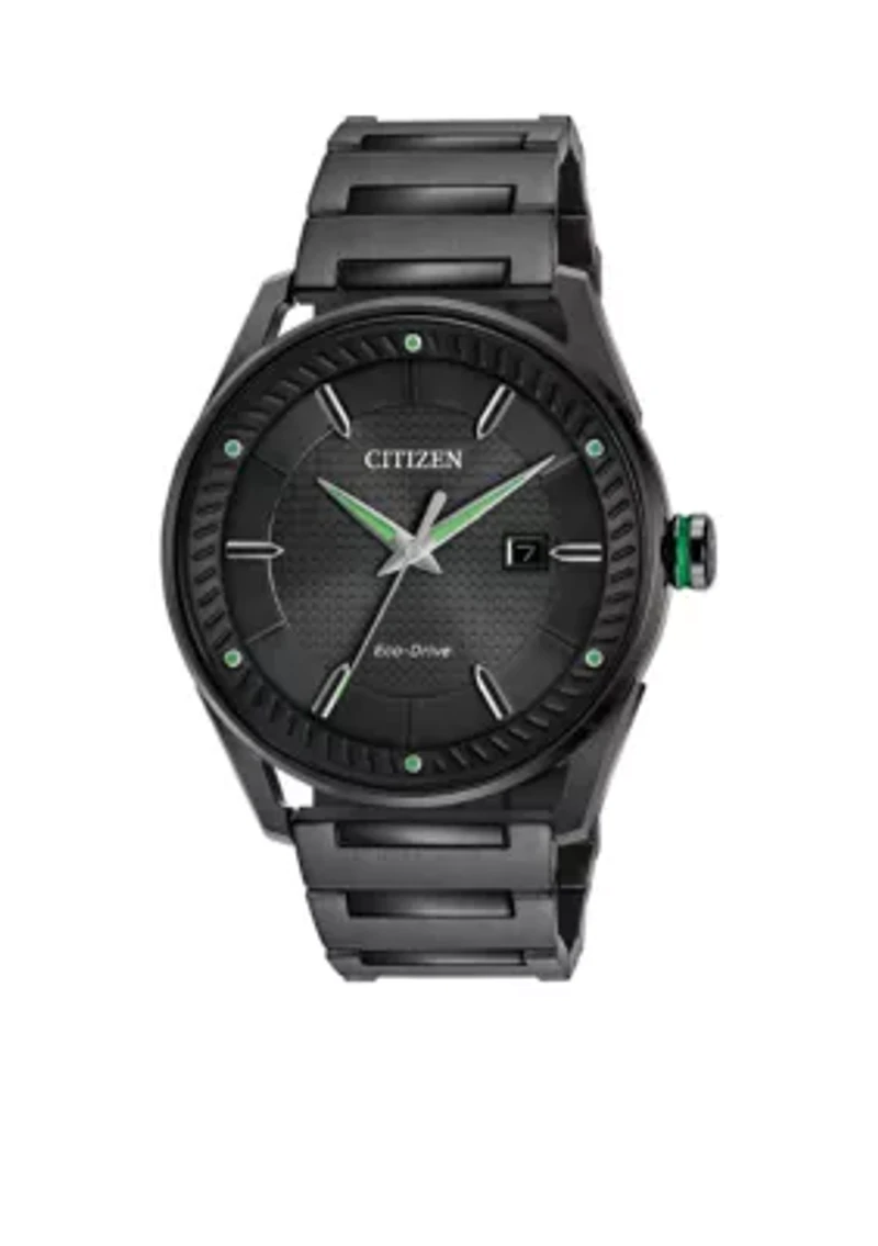 Men's Black Stainless Steel Citizen Eco-Drive Watch