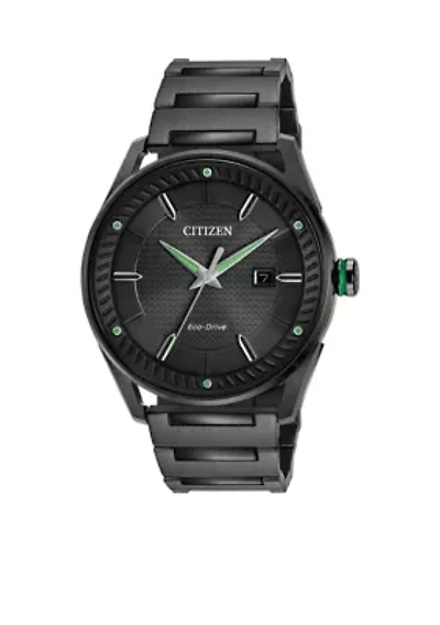 Men's Black Stainless Steel Citizen Eco-Drive Watch