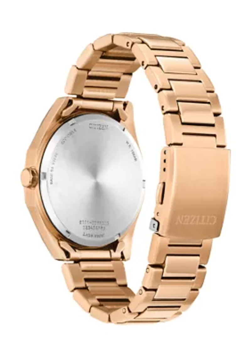 Men's Sport Casual Rose Gold Tone Stainless Steel Bracelet Watch 
