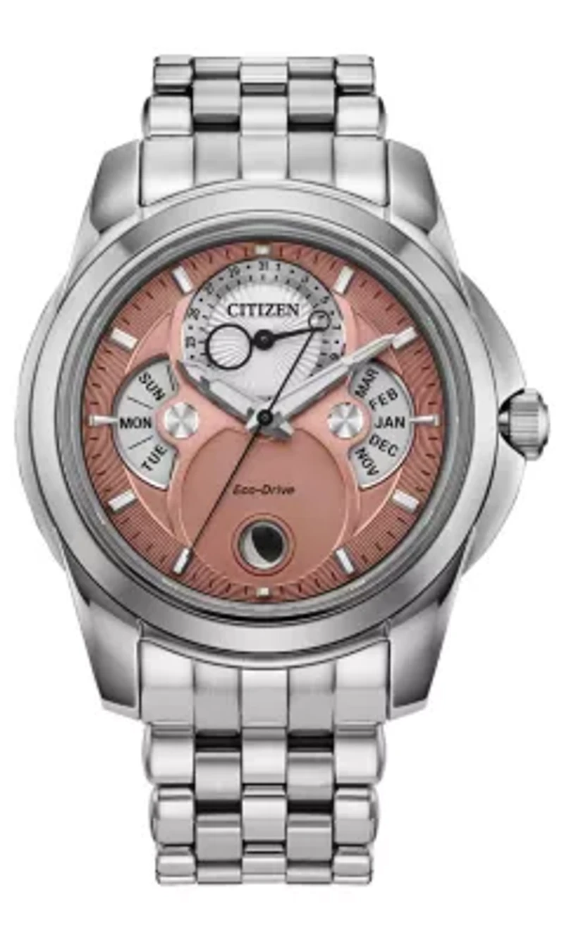 Citizen Mens Classic Eco Calendrier Silver-Tone Bracelet Watch 41.8mm