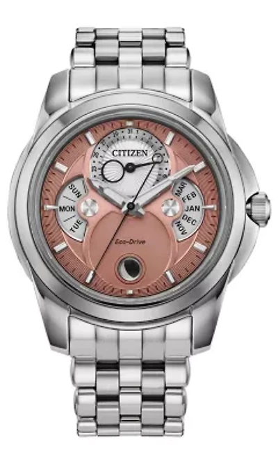 Citizen Mens Classic Eco Calendrier Silver-Tone Bracelet Watch 41.8mm
