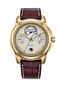 Men's 41.8 Millimeter Classic Calendrier Brown Strap Watch