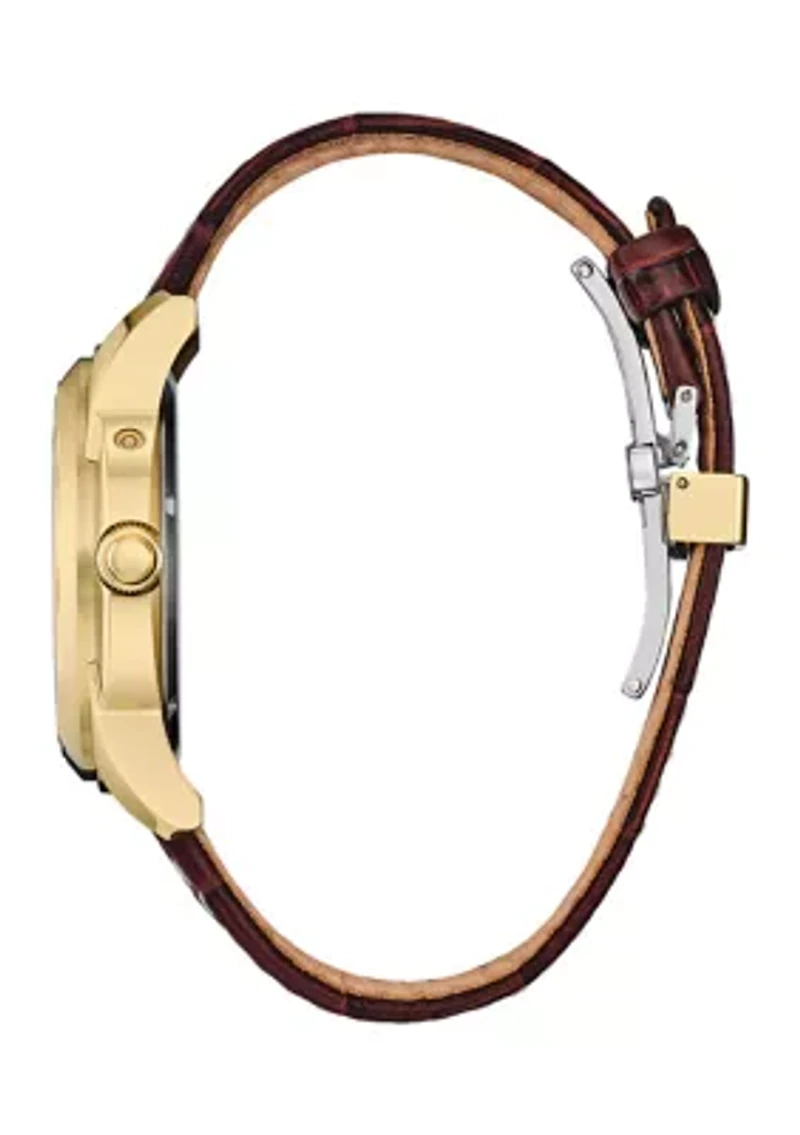 Men's 41.8 Millimeter Classic Calendrier Brown Strap Watch