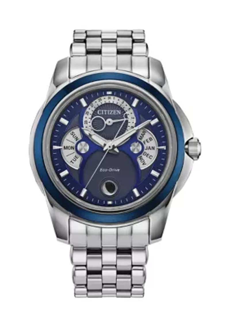 Men's Classic Calendrier Silver-Tone Bracelet Watch, 41.8 mm