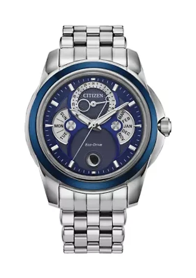 Men's Classic Calendrier Silver-Tone Bracelet Watch, 41.8 mm