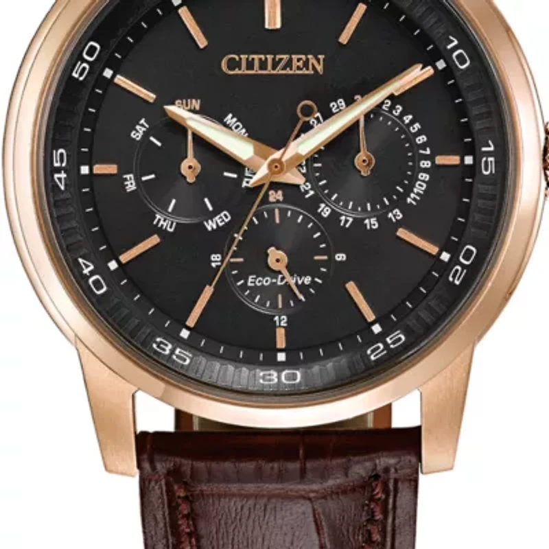 Men's Eco-Drive Rose Gold Tone Stainless Steel Dress Watch