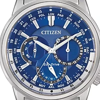 Eco-Drive Stainless Steel Blue Dial Calendrier Watch