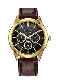 Men's Classic Eco Rolan Brown Strap Watch 