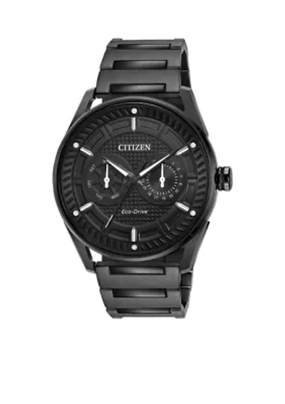 Men's Drive From Citizen Eco-Drive Stainless Steel Watch with Date and Black Stainless Steel Bracelet