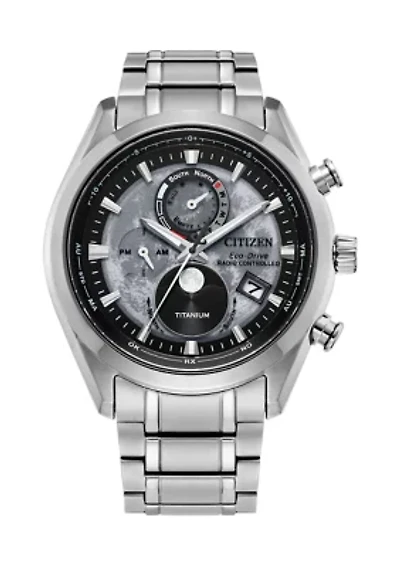 Sport Luxury Tsuki-yomi A-T Silver-Tone Super Titanium Bracelet Watch 43mm Case
