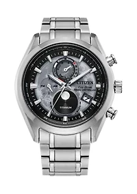 Sport Luxury Tsuki-yomi A-T Silver-Tone Super Titanium Bracelet Watch 43mm Case