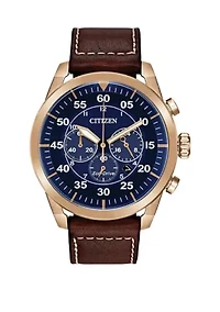 Men's Avion Brown Leather Strap Watch