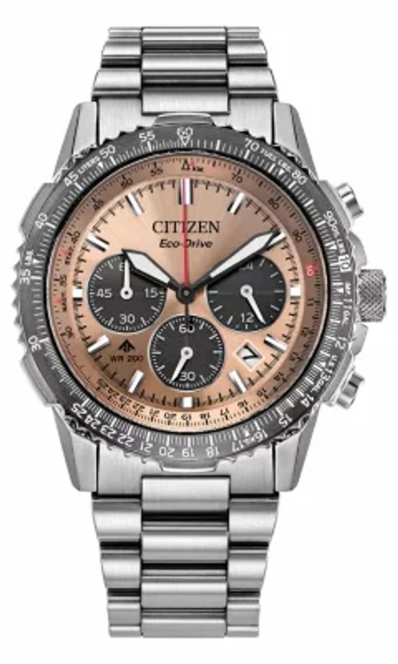 Citizen Mens Promaster Eco Navihawk Silver-Tone Bracelet Watch 40mm