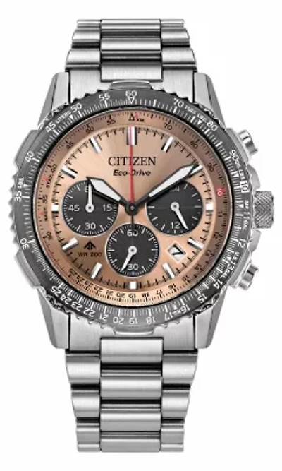 Citizen Mens Promaster Eco Navihawk Silver-Tone Bracelet Watch 40mm