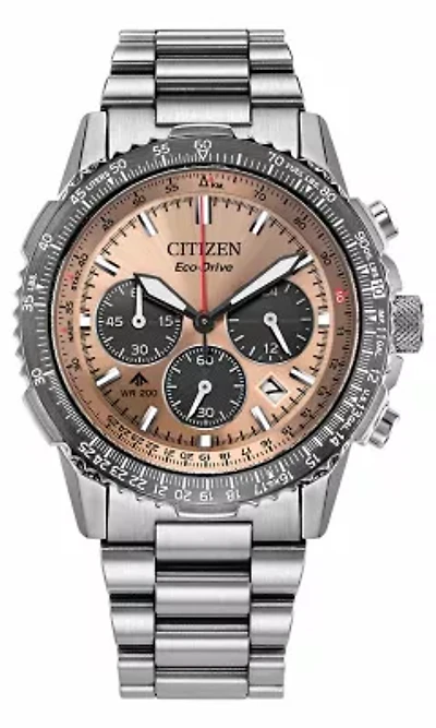 Citizen Mens Promaster Eco Navihawk Silver-Tone Bracelet Watch 40mm