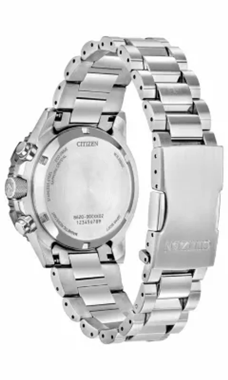 Citizen Mens Promaster Eco Navihawk Silver-Tone Bracelet Watch 40mm