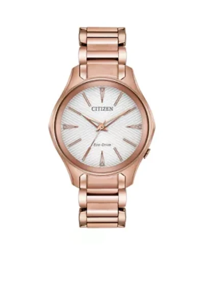 Women's Pink Gold-Tone Eco-Drive Stainless Steel Bracelet Watch