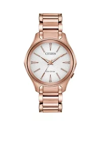Women's Pink Gold-Tone Eco-Drive Stainless Steel Bracelet Watch