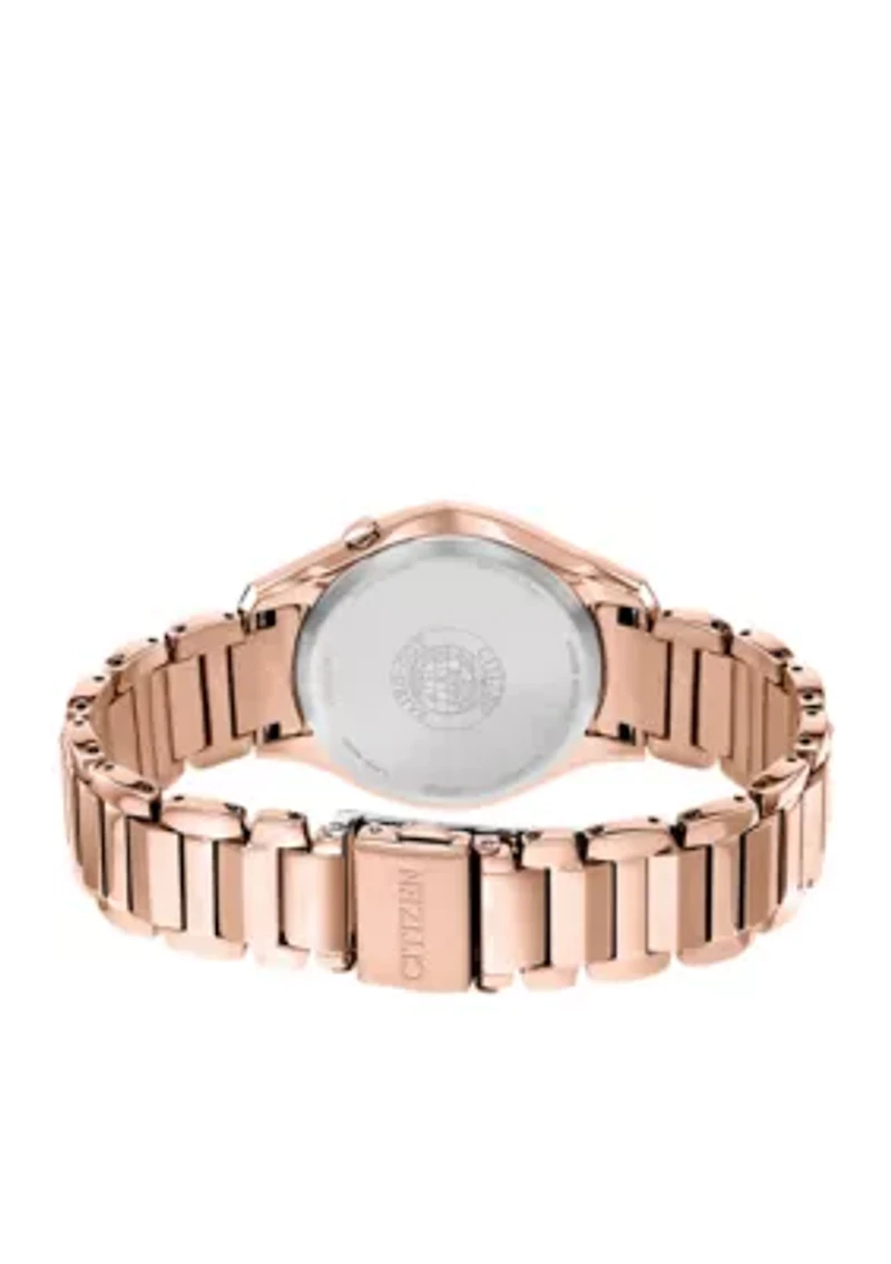 Women's Pink Gold-Tone Eco-Drive Stainless Steel Bracelet Watch