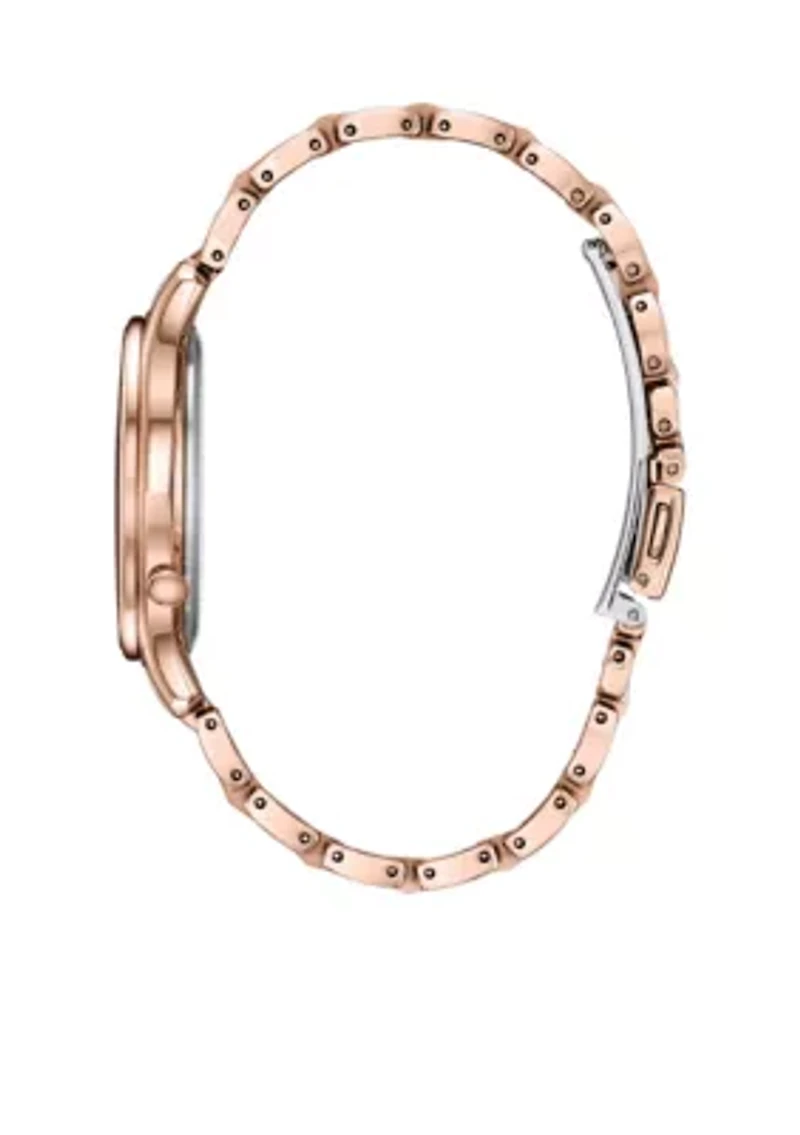 Women's Pink Gold-Tone Eco-Drive Stainless Steel Bracelet Watch