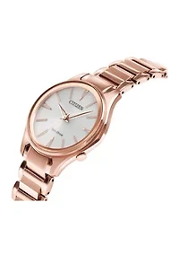 Women's Pink Gold-Tone Eco-Drive Stainless Steel Bracelet Watch