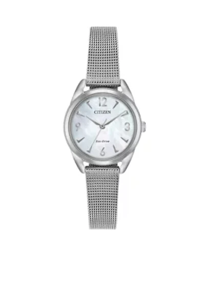  Women's Stainless Steel Eco-Drive Mesh Bracelet Watch