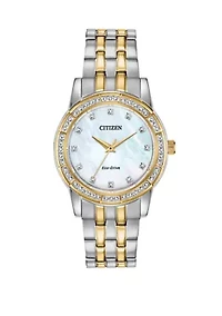 Silhouette Crystal Ladies Two-Tone Bracelet Watch