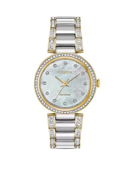 Women's Eco-Drive Diamond Dial Two-Tone Watch