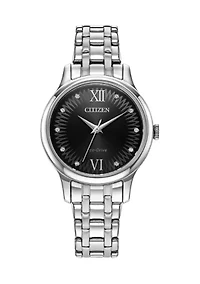 Classic Stainless Steel Black Face Watch