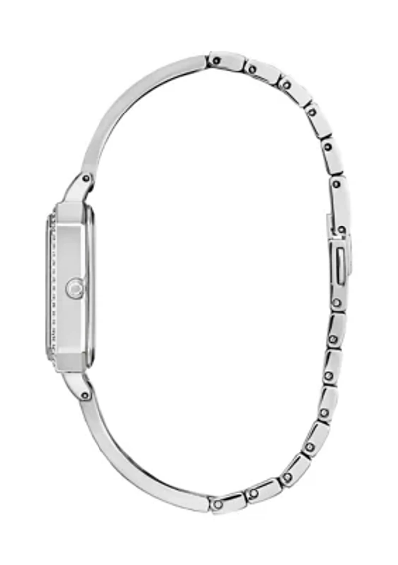 Eco-Drive Women's Silhouette Crystal Silver Tone Stainless Steel Bangle Watch