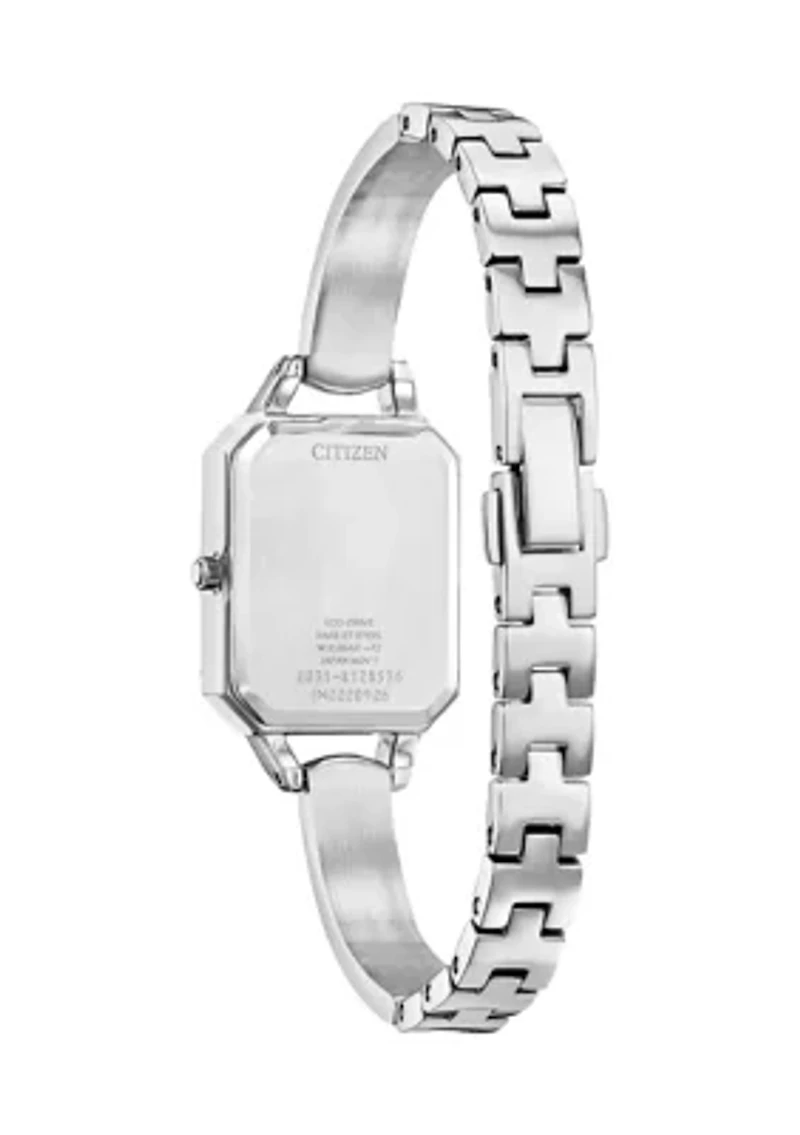 Eco-Drive Women's Silhouette Crystal Silver Tone Stainless Steel Bangle Watch