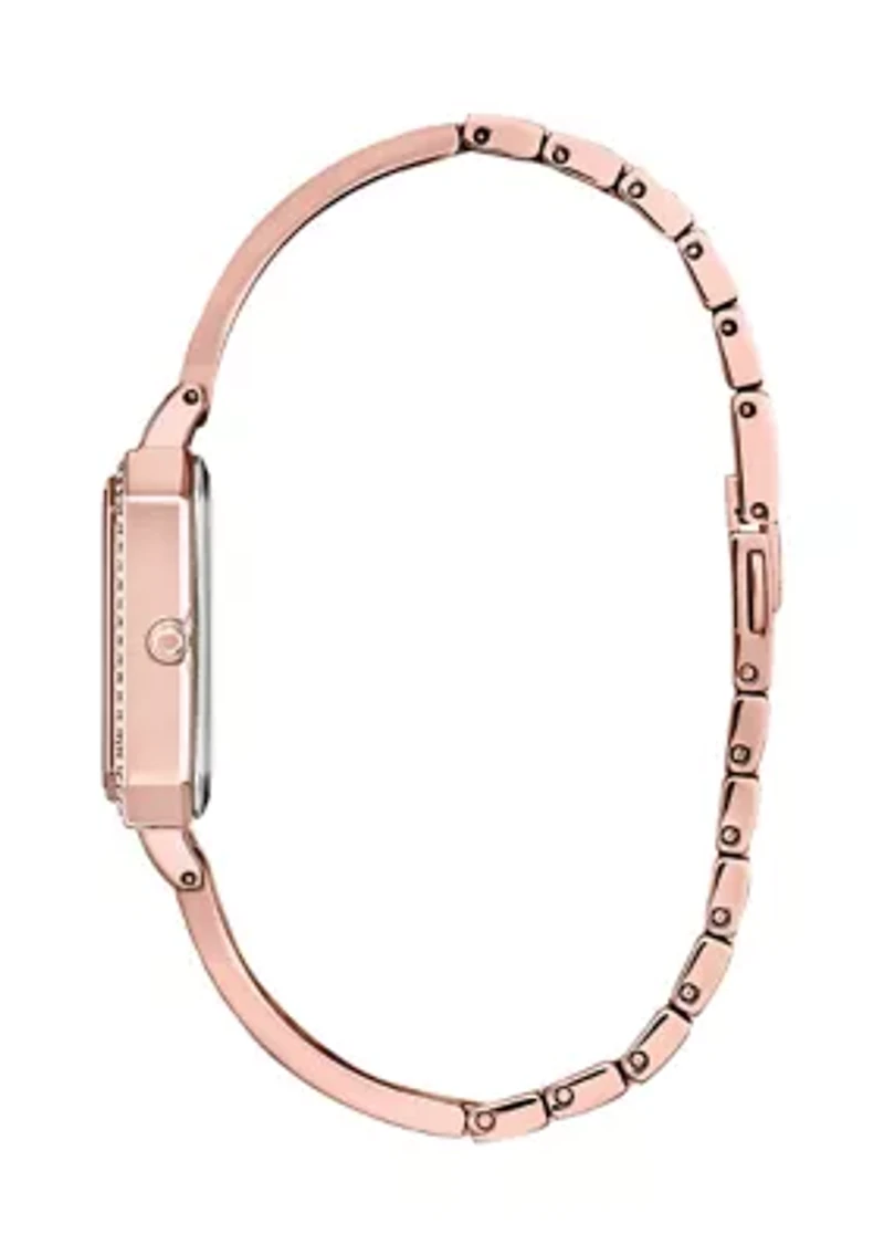 Eco-Drive Women's Silhouette Crystal Rose Gold Tone Stainless Steel Bangle Watch