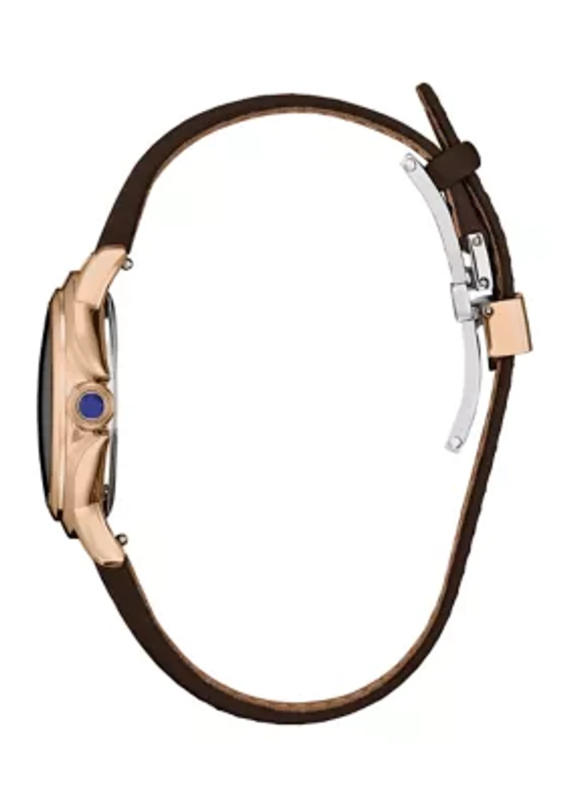 Women's Classic Ceci Rose Gold Tone 32 Millimeter Watch with Brown Leather Strap