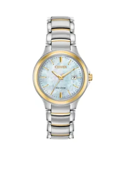 Two-Tone Stainless Steel Eco-Drive Chandler Bracelet Watch 