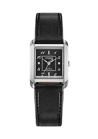 Women's Dress/Classic Eco Bianca Black Apple Leather Strap Watch 