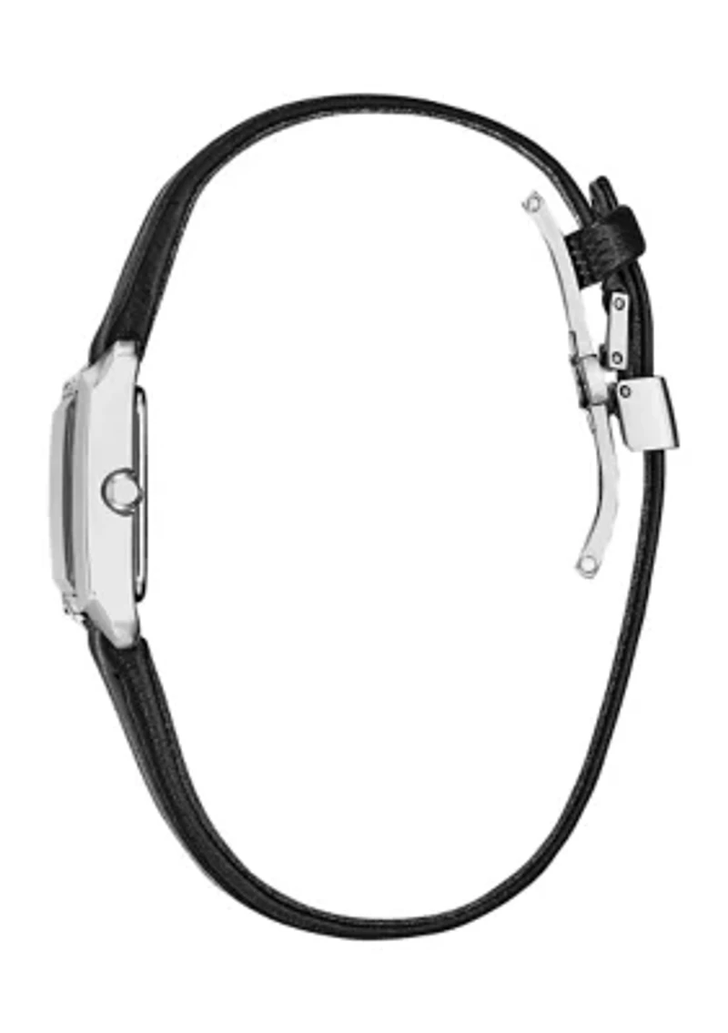 Women's Dress/Classic Eco Bianca Black Apple Leather Strap Watch 