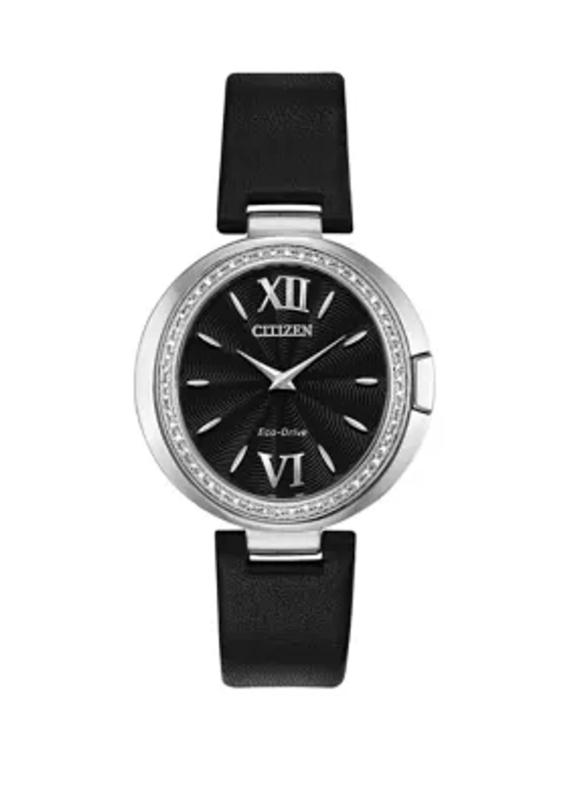 Women's Capella Black Leather Strap Watch