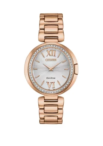 Women's Capella Pink Gold-Tone Stainless Steel Bracelet Watch