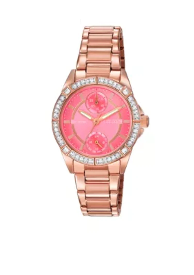 Pink Gold-Tone Stainless Steel Coral Dial Watch