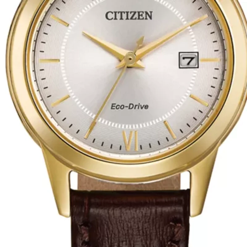 Eco-Drive Women's Brown Leather Strap Watch