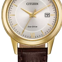 Eco-Drive Women's Brown Leather Strap Watch