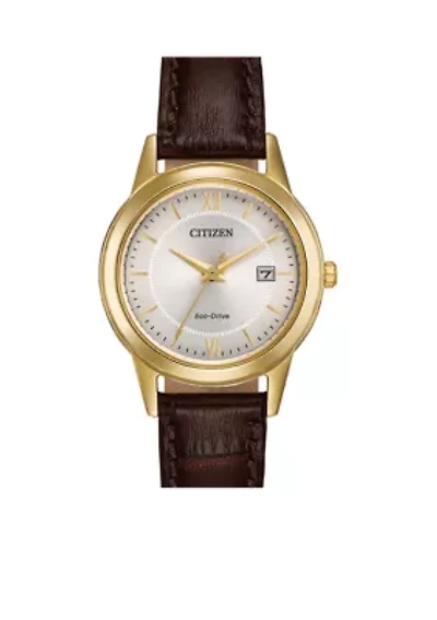Eco-Drive Women's Brown Leather Strap Watch