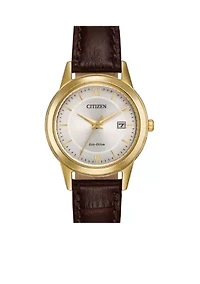 Eco-Drive Women's Brown Leather Strap Watch