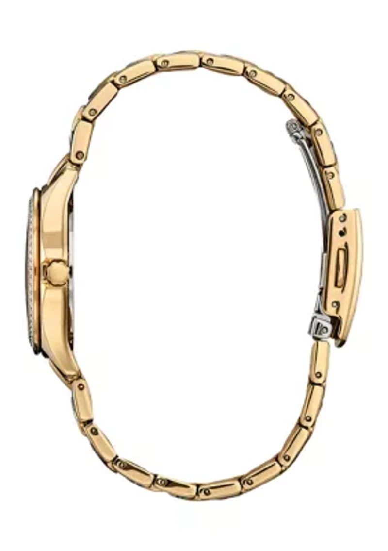 Women's Crystal Gold Tone Stainless Steel Bracelet Watch